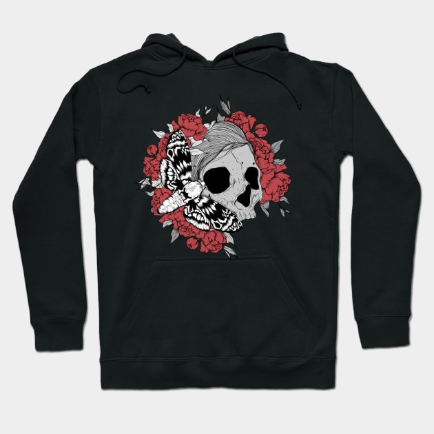 Rose floral skull female Hoodie by Jess Adams